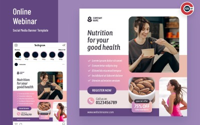 Modello banner per social media fitness salute - 00262