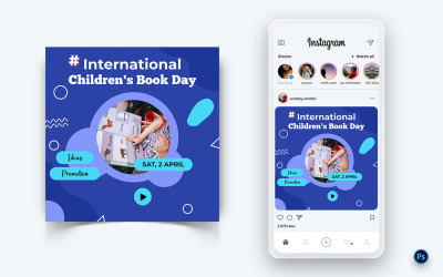 Modelo de Design de Post de Mídia Social do Dia Internacional do Livro Infantil-10