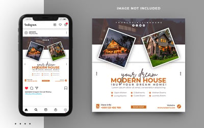 Werbung für Immobilienagenturen Instagram Social Media Banner Post Template Design