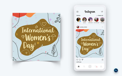 Internationella kvinnodagen Postdesignmall för sociala medier-06