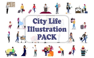 Pacchetto di illustrazioni di vita di città