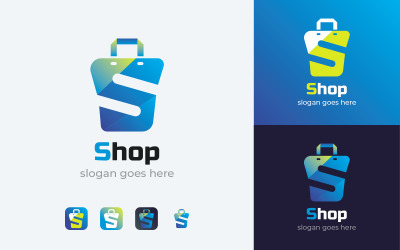 Bokstaven S Shopping logotyp med väska symbol
