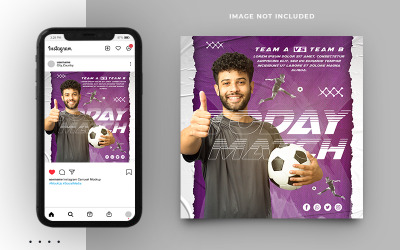 Design de modelo de banner de postagem de mídia social promocional de futebol