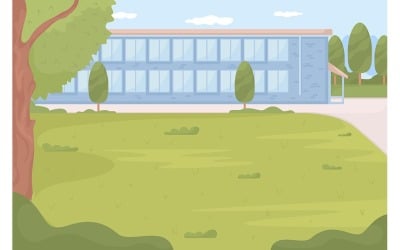 Иллюстрация школьного двора средней школы