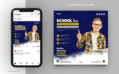 Modèle de bannière de publication Instagram sur les médias sociaux pour l&amp;#39;admission à l&amp;#39;éducation