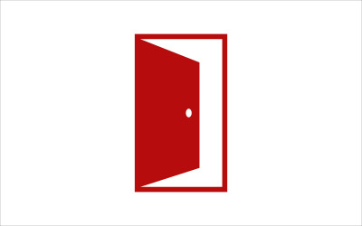 modèle de logo vectoriel porte ouverte rouge