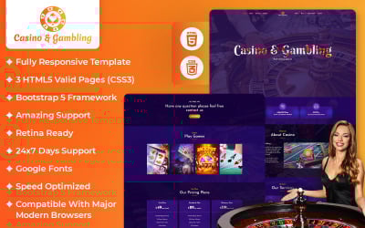 Modelo de site HTML de cassino e jogos de azar