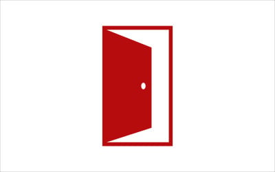 szablon logo wektor otwarte czerwone drzwi