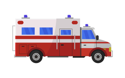 Ambulancia ilustrada y coloreada en vector.