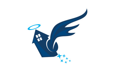 Angel Home Wings logo tasarım şablonu vektörü