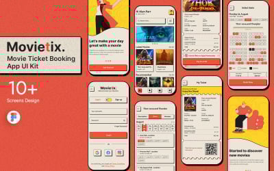 MovieTix - набор пользовательского интерфейса мобильного приложения для бронирования билетов в кино