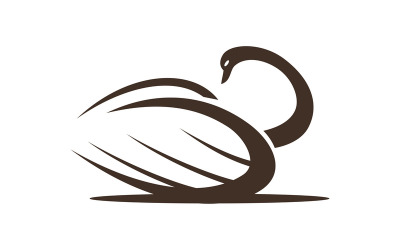 Vecteur de modèle de conception de logo oiseau animal cygne