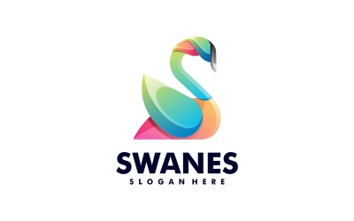 Vector Swan Gradient Colorful Logo Style