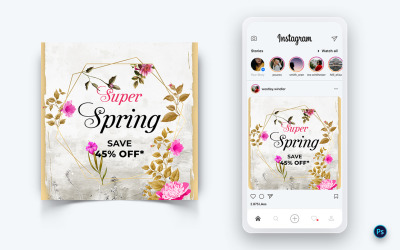 Plantilla de diseño de publicación de redes sociales de temporada de primavera-11