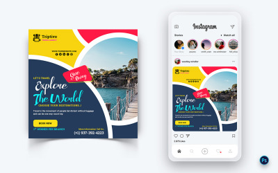 Modello di progettazione di post sui social media per viaggi e viaggi-21