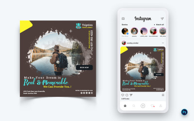 Utazás és utazás Social Media Post Design Template-09