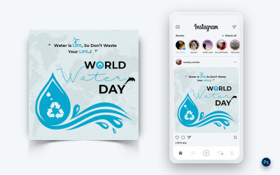 A víz világnapja a közösségi média poszttervező sablon-12