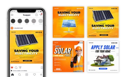 Banner di modelli di social media per pannelli solari