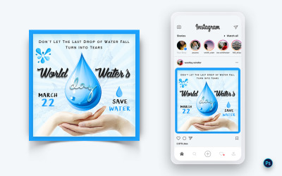 Modèle de conception de publication sur les médias sociaux de la Journée mondiale de l&amp;#39;eau-01
