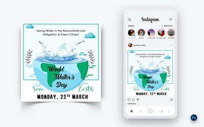 Modèle de conception de publication sur les médias sociaux de la Journée mondiale de l&amp;#39;eau-03