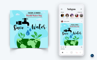 Modèle de conception de publication sur les médias sociaux de la Journée mondiale de l&amp;#39;eau-10