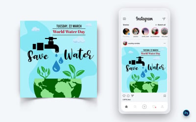 Modello di progettazione post sui social media per la Giornata mondiale dell&amp;#39;acqua-10