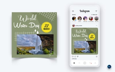 Modello di progettazione post sui social media per la Giornata mondiale dell&amp;#39;acqua-23