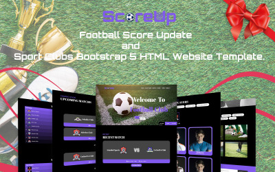 Scoreup - Aggiornamento del punteggio di calcio e modello di sito Web HTML di Bootstrap 5 per club sportivi