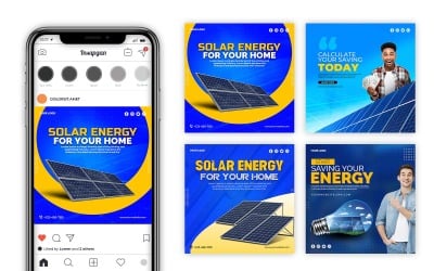Solární energie sociální média šablona příspěvek