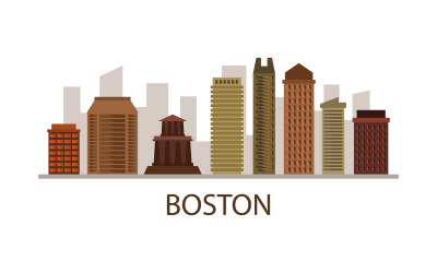 Beyaz bir arka planda Boston manzarası