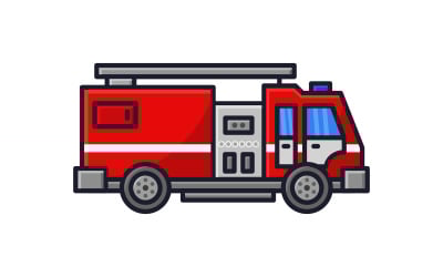 Camion dei pompieri illustrato nel vettore