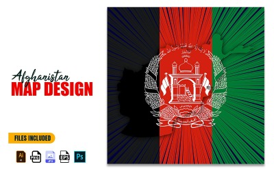 Den nezávislosti Afghánistánu Old Map Design Ilustrace