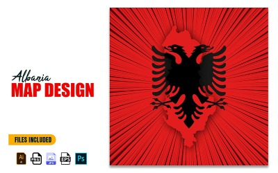 Ilustración de diseño de mapa del día de la independencia de Albania