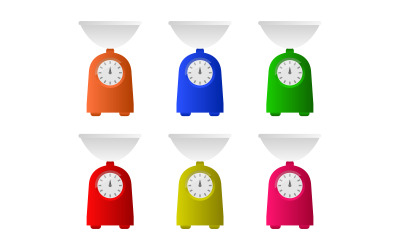 Kitchen scale illustrated and colored isometric on a white background