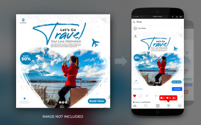 Voyage d&amp;#39;aventure Love Dream The World Social Media Instagram ou Facebook Post Banner Design Template