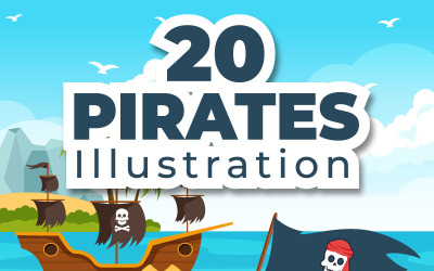 20 Illustrazione dei cartoni animati dei pirati