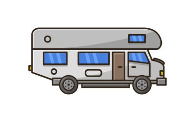 Vectorized illustrated camper on a white background