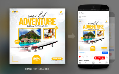 Adventure World Tour en Travel Dream Instagram of Facebook Post of Banner ontwerpsjabloon