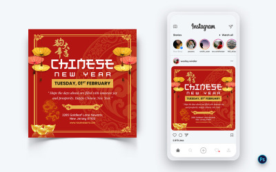 Célébration du Nouvel An chinois sur les médias sociaux Instagram Post Design-01