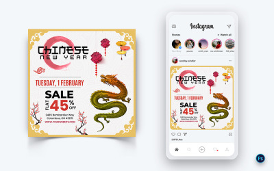 Kinesiskt nyårsfirande Sociala medier Instagram Post Design-02