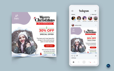 Рождественское предложение Продажа Празднование Социальные сети Instagram Post Design-14