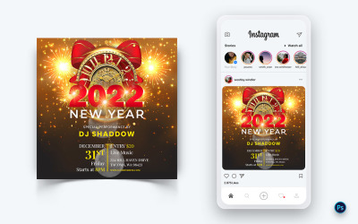 Yılbaşı Partisi Gecesi Kutlaması Sosyal Medya Instagram Post Tasarımı-12