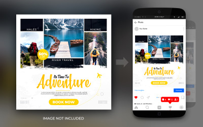 Кругосветное путешествие и приключения в социальных сетях Instagram и Facebook Post или Square Design Template