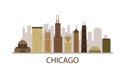 Chicago skyline on white background