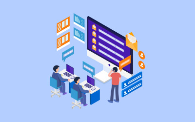 Customer support illustrated on a background