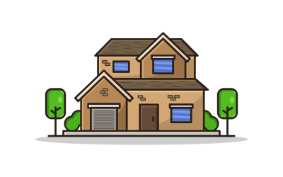 Illustrated house on  background