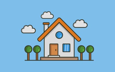 Vectorized house on  white background