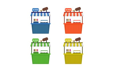 Vectorized ice cream kiosk on a white background