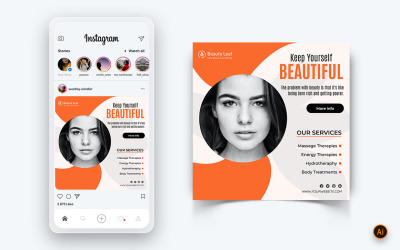 Schönheitssalon und Spa Social Media Post Design Template-53