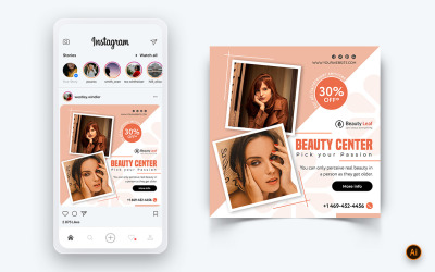 Schönheitssalon und Spa Social Media Post Design Template-57